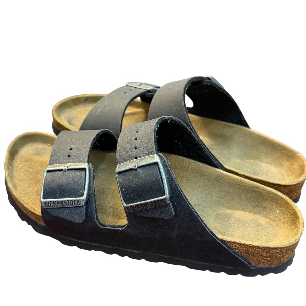 Birkenstock Arizona Black Birko-Flor Two Strap Sandals womens size 8 EU 38